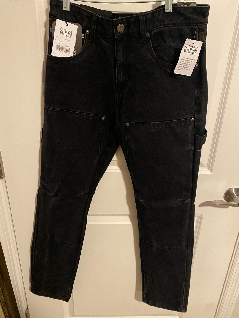 Copper Rivet Slim Straight Jeans in Black